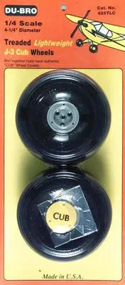 1/4 Scale 4-1/4" Diameter Treaded Lightweight J-3 Cub Wheels 1