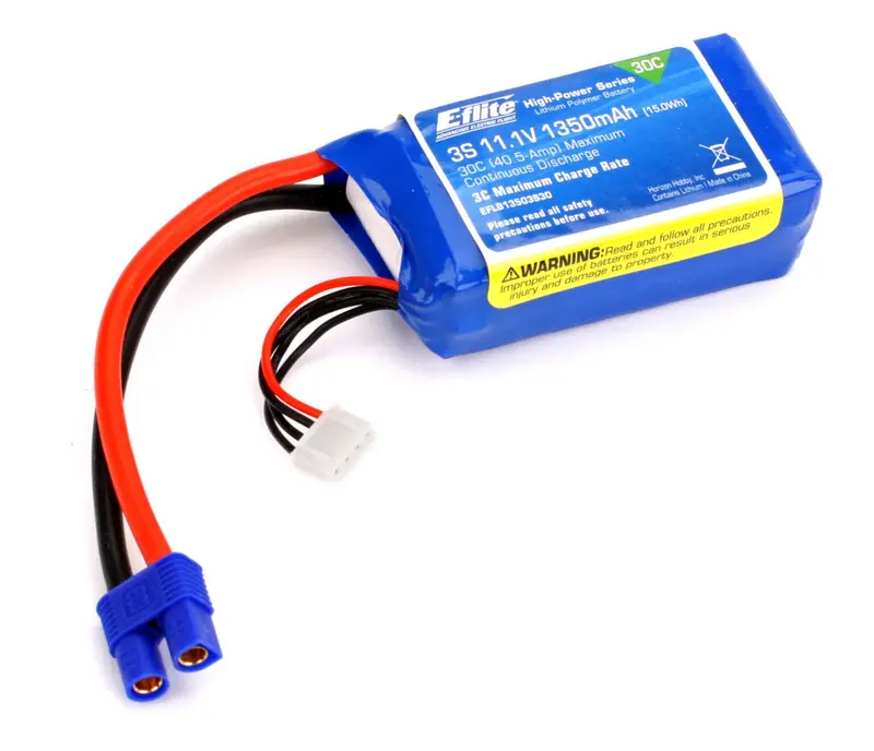1350Mah 3S 11.1V 30C Lipo, 13Awg: Ec3 1