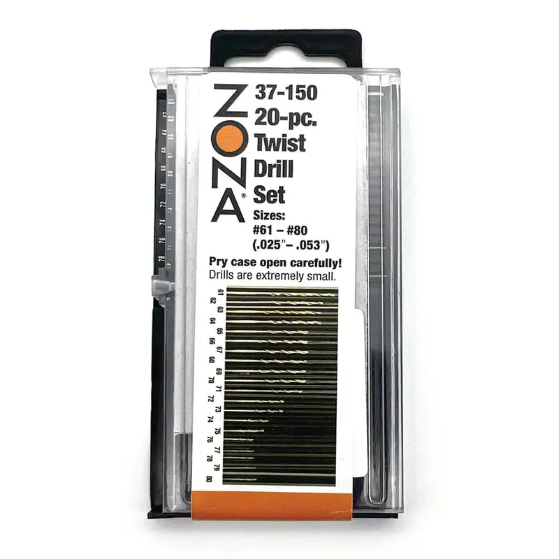 20-Pc Twist Drill Set, Sizes #61-#80 (.025"-.053") 1