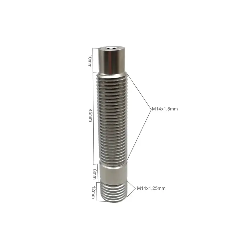 20X Verlängerte Titan-Radbolzen M14x1.5 Auf M14x1.25 2