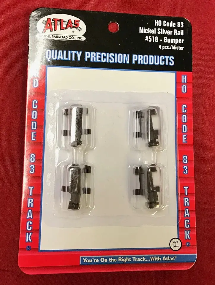 #518 Ho-Scale Code 83 Nickel Silver Rail-  Bumpers (4 Pcs) 1