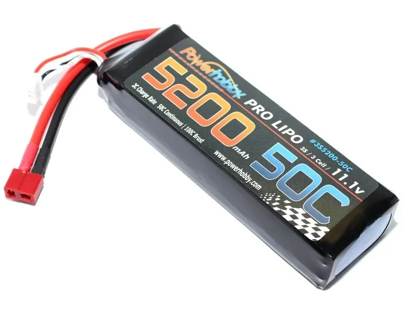 5200Mah 11.1V 3S 50C Lipo Battery With Hardwired T-Plug 1