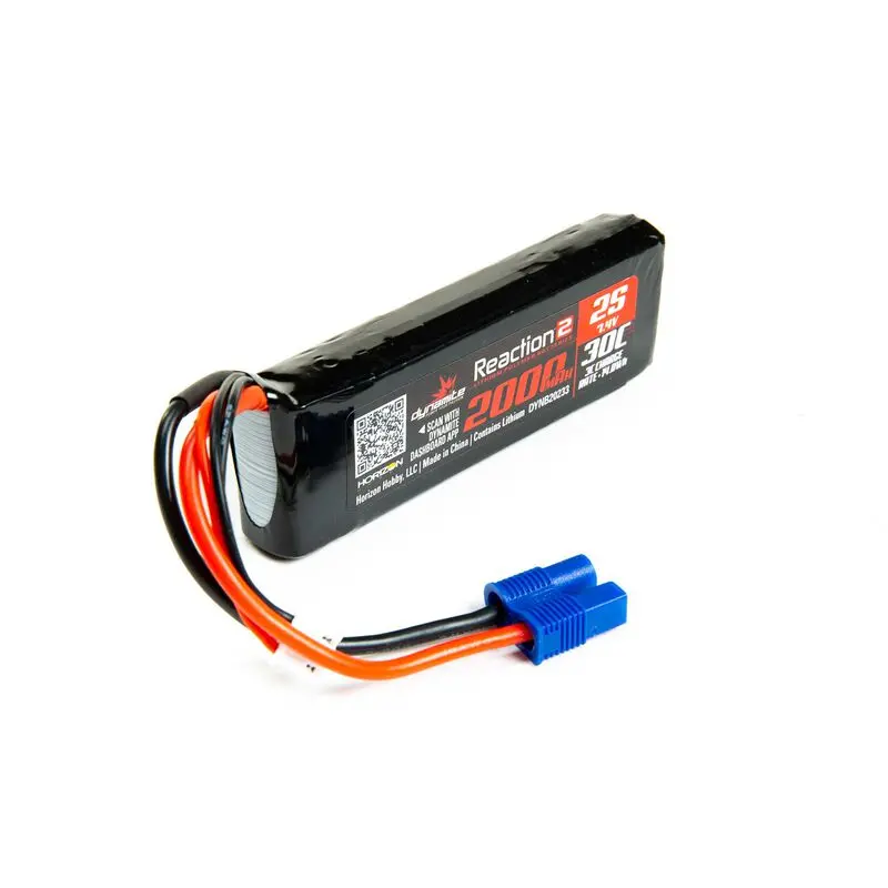 7.4V 2000Mah 2S 30C Reaction 2.0 Lipo Battery: Ec3 1