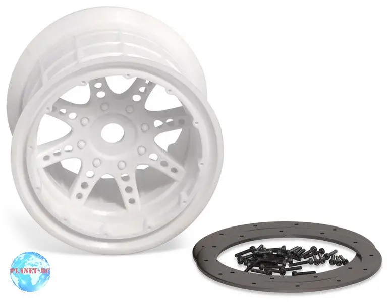 8 Spoke Beadlock Wheel (White) Monster Truck Wheels 1