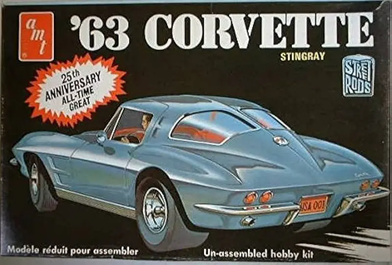 Amt 1963 Corvette Stingray 1/25Th Scale Model Kit 1