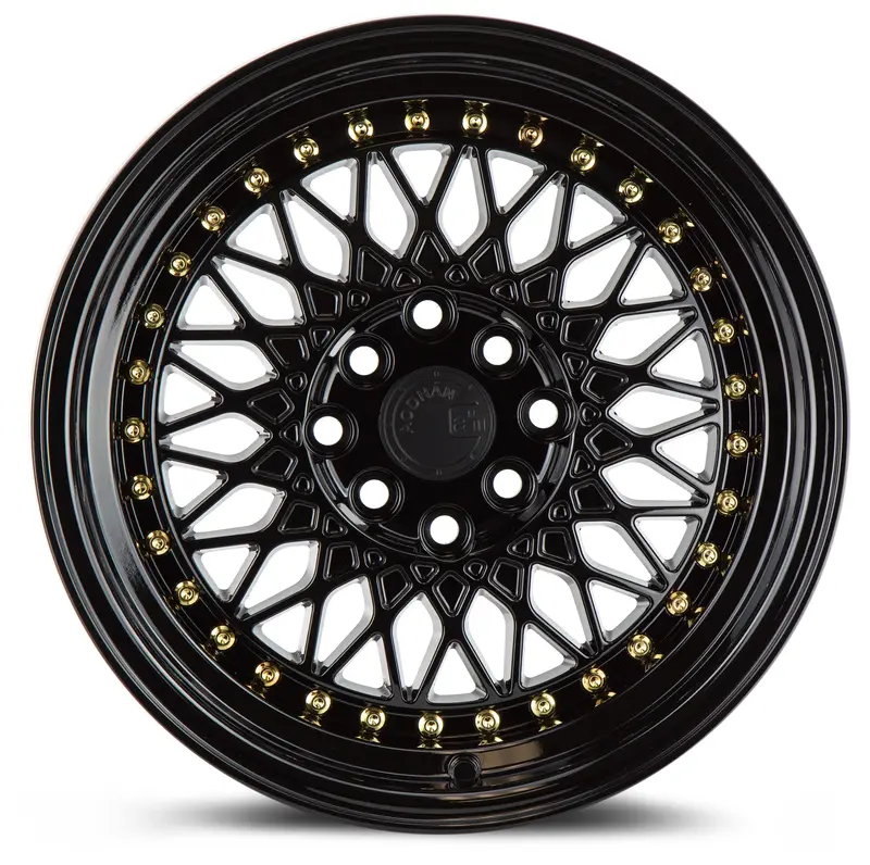 Aodhan Ah05 16X8 4X100 4X114.3 Et15 Gloss Black Old School Mesh Wheel 2