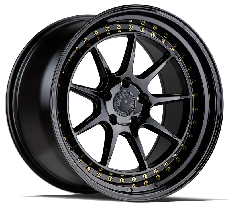 Aodhan Ds-X 18X10.5 5X114.3 Et22 Black Wheel Gold Rivets 1