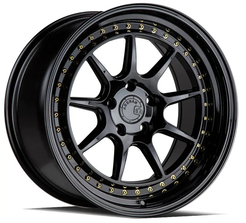 Aodhan Ds-X 18X8.5 5X100 Et35 Black Wheel Gold Rivets 1
