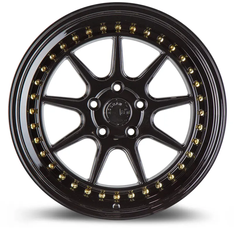 Aodhan Ds-X 18X9.5 5X114.3 Et15 Black Wheel Gold Rivets 2