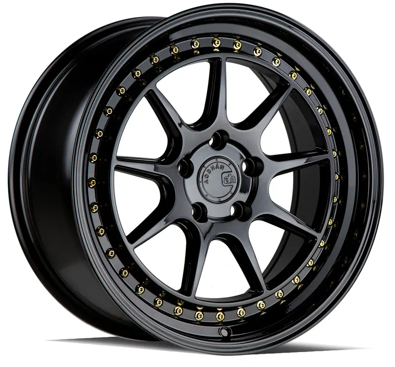 Aodhan Ds-X 18X9.5 5X114.3 Et22 Black Wheel Gold Rivets 1