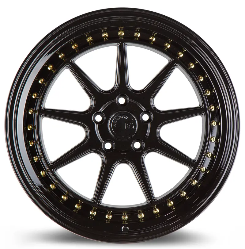 Aodhan Ds-X 19X11 5X114.3 Et22 Black Wheel Gold Rivets 2
