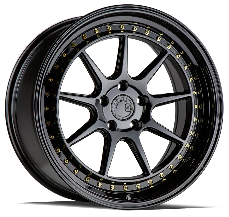 Aodhan Ds-X 19X8.5 5X114.3 Et35 Black Wheel Gold Rivets 1