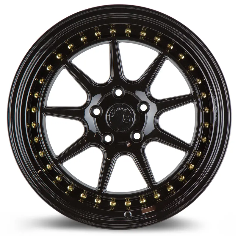 Aodhan Ds-X 19X9.5 5X114.3 Et22 Black Wheel Gold Rivets 2