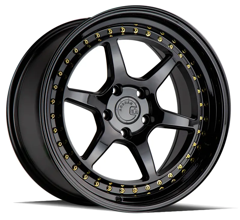Aodhan Ds09 18X9.5 5X114.3 Et30 Black Wheel Gold Rivets 1