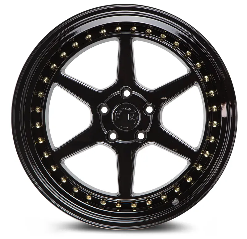 Aodhan Ds09 19X11 5X114.3 Et22 Black Wheel Gold Rivets 2