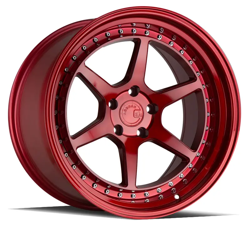 Aodhan Ds09 19X11 5X114.3 Et22 Candy Red Wheel Chrome Rivets 1