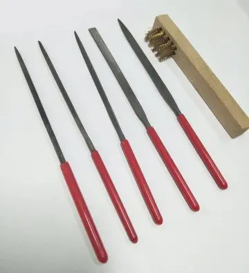 Assorted Needle Files Set (5) W/Wire Brush 1