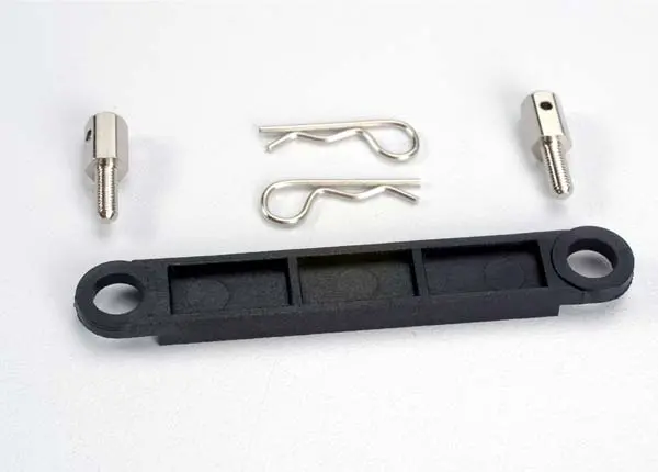 Battery Hold-Down Plate (Grey)/ Metal Posts (2)/Body Clips (2) 1