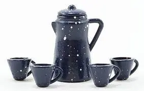 Blue Enamelware Coffee Set, 6/Pk 1