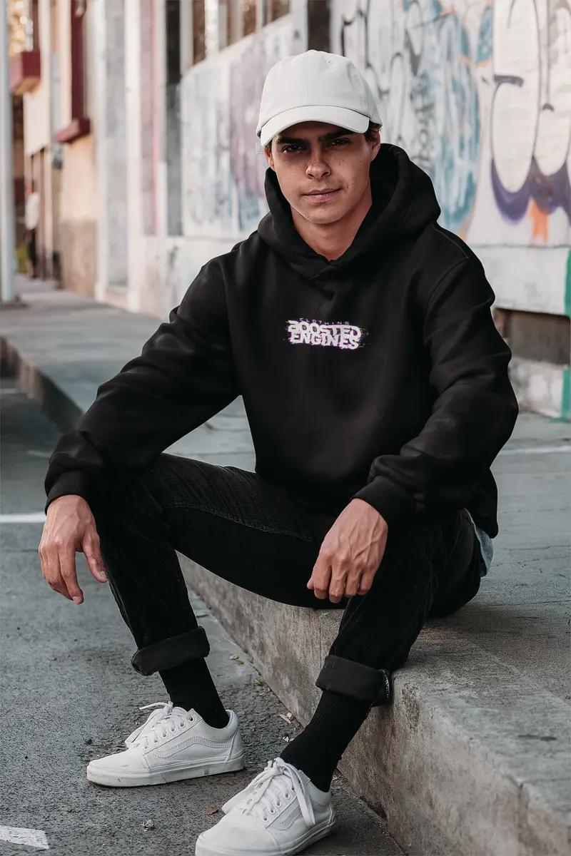 Boosted Engines ''Glitch Brand Logo'' Männer Hoodie 3