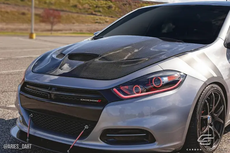 Carbon Creations 13-16 Dodge Dart Carbon Fiber Hellcat Type Hood 2