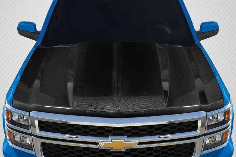 Carbon Creations 14-15 Chevry Silverado Carbon Fiber 2" Cowl Hood 1