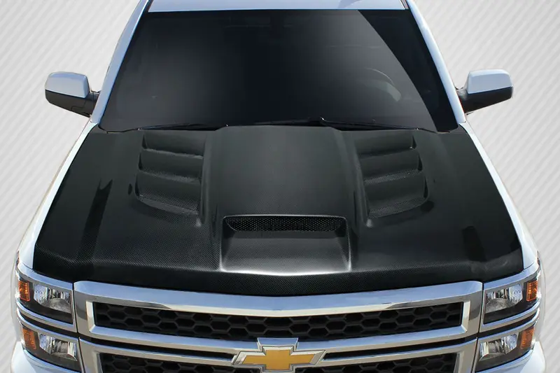Carbon Creations 14-15 Chevry Silverado Carbon Fiber Viper Type Hood 1