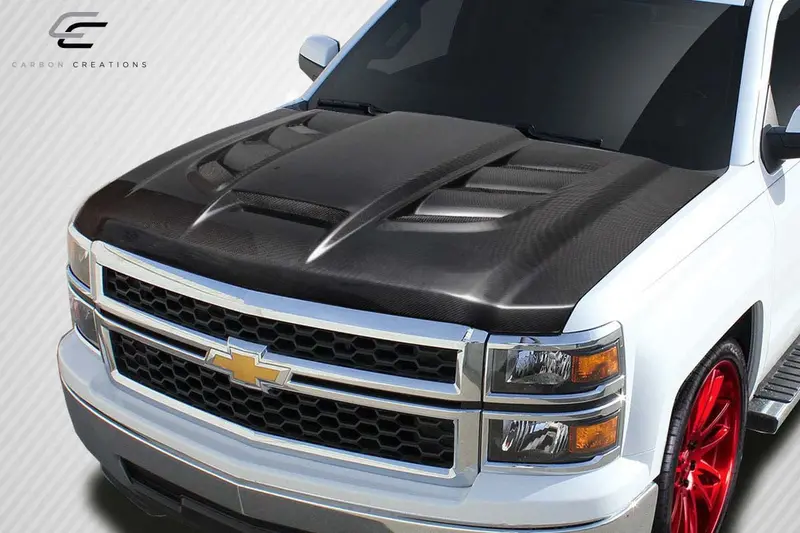 Carbon Creations 14-15 Chevry Silverado Carbon Fiber Viper Type Hood 2