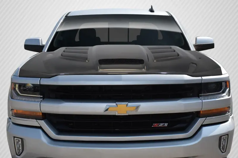 Carbon Creations 16-18 Chevry Silverado Carbon Fiber Viper Type Hood 1