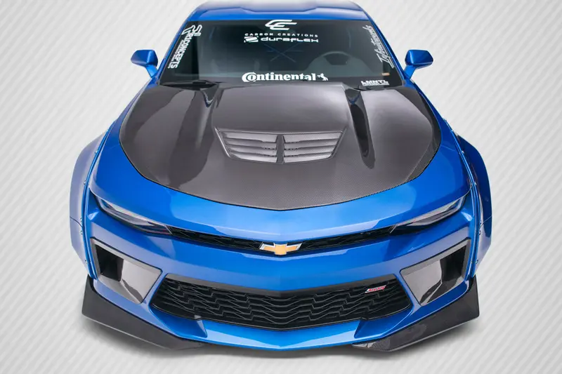 Carbon Creations 16-23 Chevry Camaro Carbon Fiber Dritech Grid Hood 1