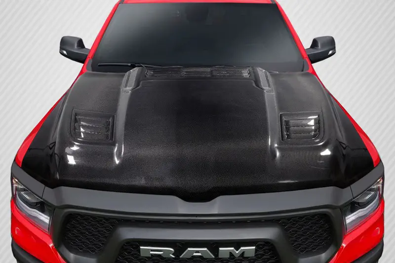 Carbon Creations 19-23 Dodge Ram Carbon Fiber Rebel Mopar Type Hood 1