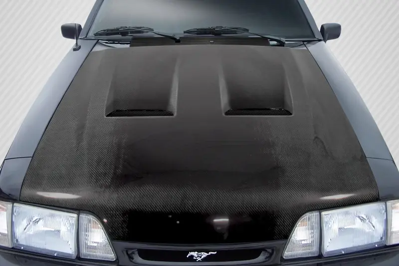 Carbon Creations 1987-93 Ford Mustang Carbon Fiber Heat Extractor Hood 1