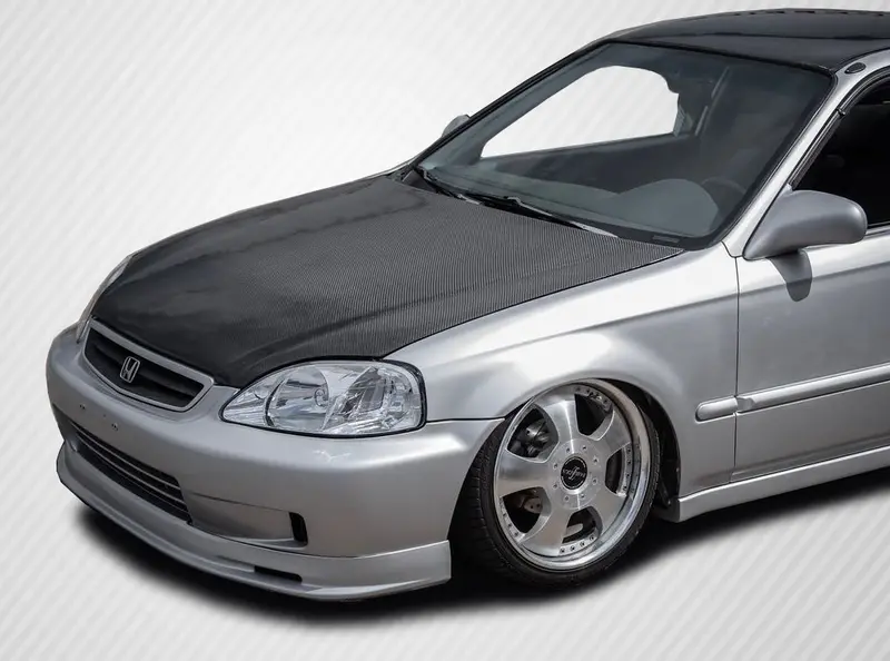 Carbon Creations 99-00 Honda Civic Carbon Fiber Dritech Oem Type Hood 1