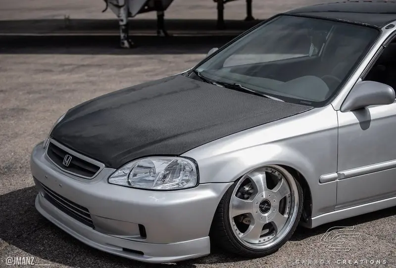 Carbon Creations 99-00 Honda Civic Carbon Fiber Dritech Oem Type Hood 2