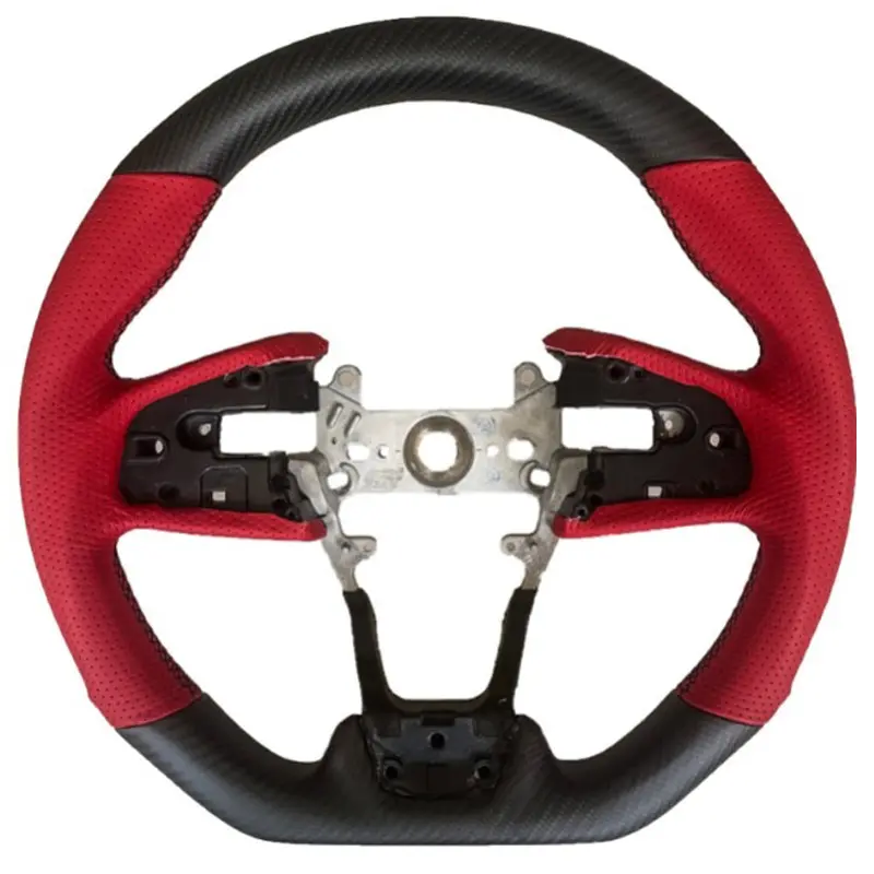 Civic 10Th Gen Red Leather Carbon Fiber Steering Wheel 1