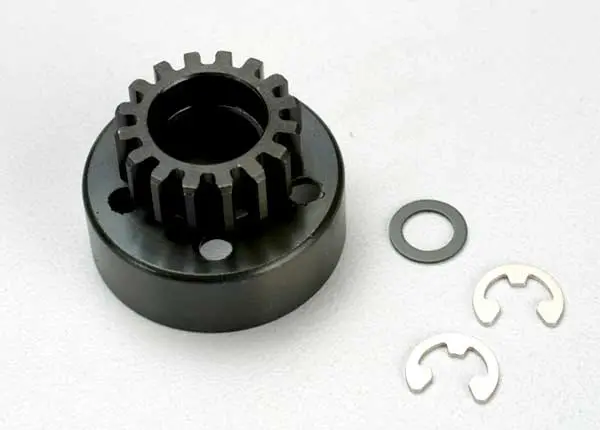 Clutch Bell (15-Tooth)/5X8x0.5Mm Fiber Washer (2)/ 5Mm E-Clip (Requires 5X11x4mm Ball Bearings Part #4611) (1.0 Metric Pitch) 1