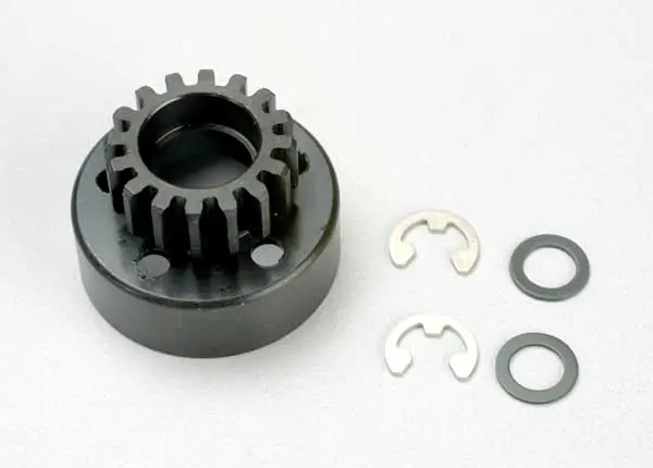 Clutch Bell (16-Tooth)/5X8x0.5Mm Fiber Washer (2)/ 5Mm E-Clip (Requires 5X11x4mm Ball Bearings Part #4611) (1.0 Metric Pitch) 1