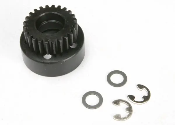 Clutch Bell, (24-Tooth)/ 5X8x0.5Mm Fiber Washer (2)/ 5Mm E-Clip (Requires #4611-Ball Bearings, 5X11x4mm (2)) 1