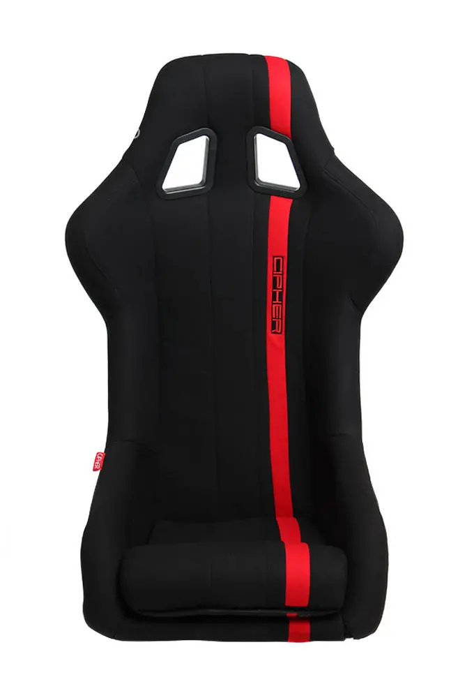 Cpa1008 All Black Fabric W/ Red Stripe Cipher Auto Full Bucket Racing Seat - Fiber Glass - Single 1