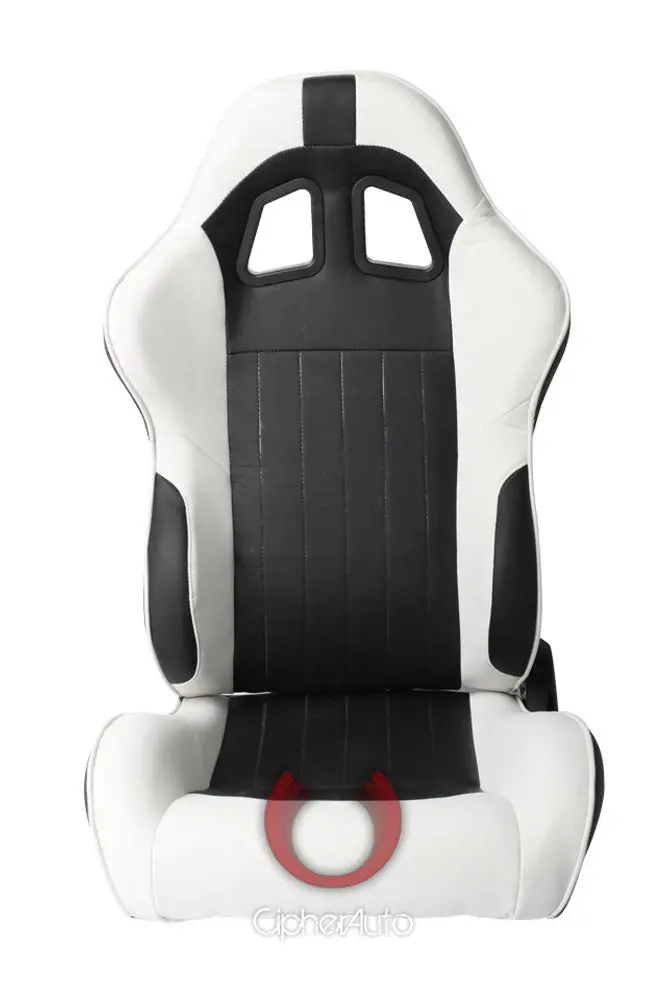 Cpa1009 Black And Ivory-White Leatherette Cipher Auto Racing Seats - Pair 1
