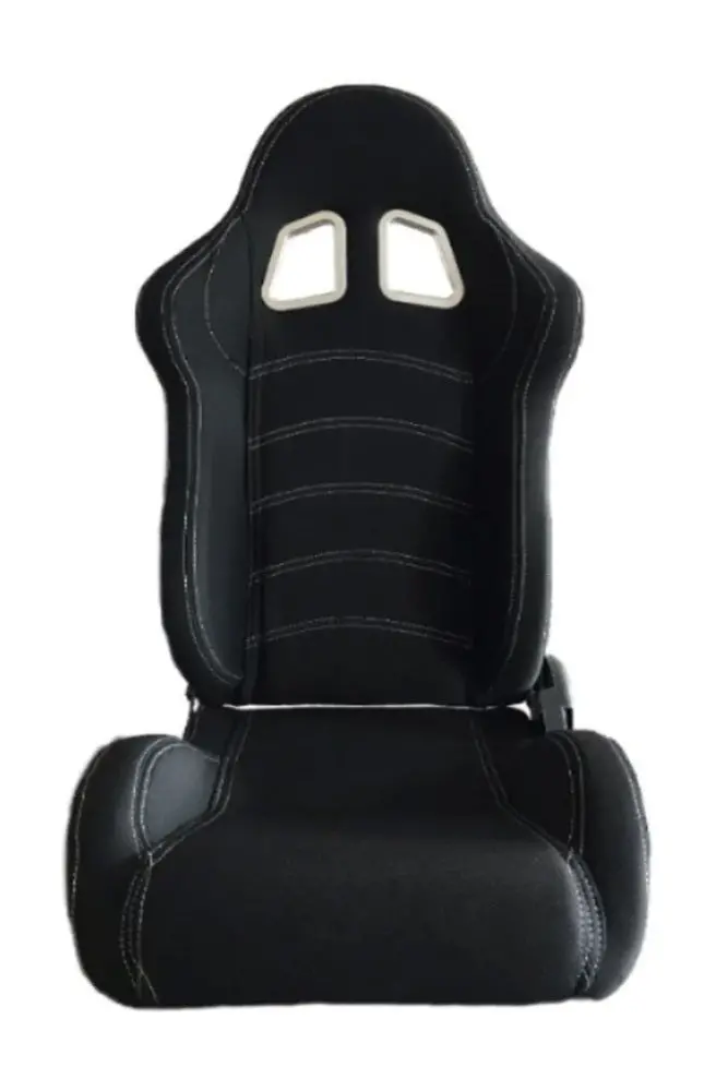 Cpa1016 Black Cloth W/ White Stitching Cipher Auto Racing Seats - Pair *Out Of Stock* 1