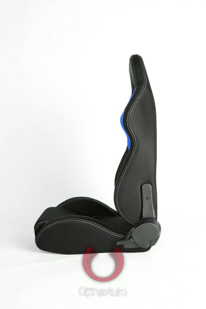 Cpa1017 Black & Blue Cloth Cipher Auto Racing Seats - Pair 2