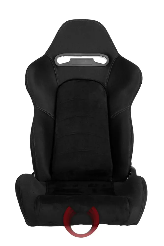 Cpa1019 Black Cloth W/ Microsuede Insert & Grey Stitching Cipher Auto Racing Seats Pair 1