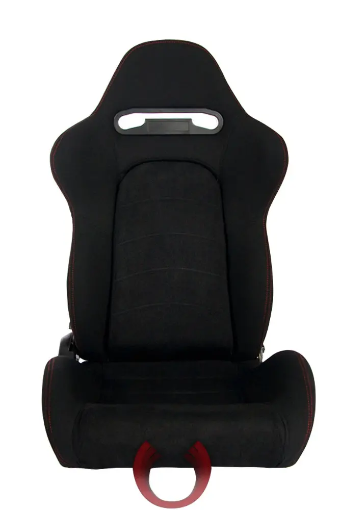 Cpa1019 Black Cloth W/ Microsuede Insert & Red Stitching Cipher Auto Racing Seats - Pair 1
