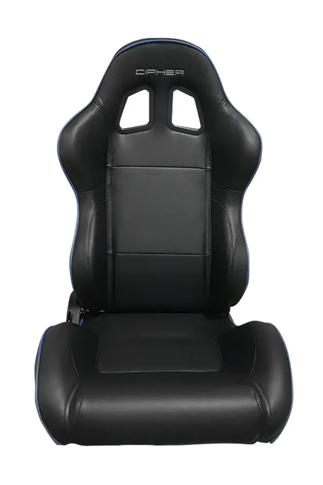 Cpa1031 Black Leatherette W/ Blue Accent Piping Cipher Auto Racing Seats - Pair 1