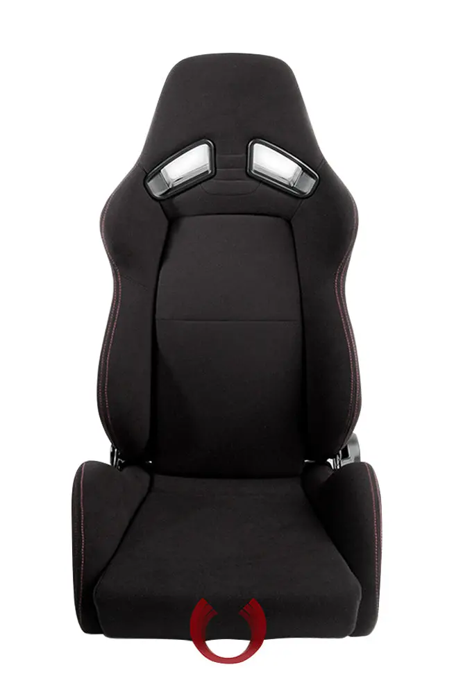 Cpa2008 Cipher Ar-8 Revo Racing Seats All Black Fabric W/ Red Outer Stitching - Pair (New) 1