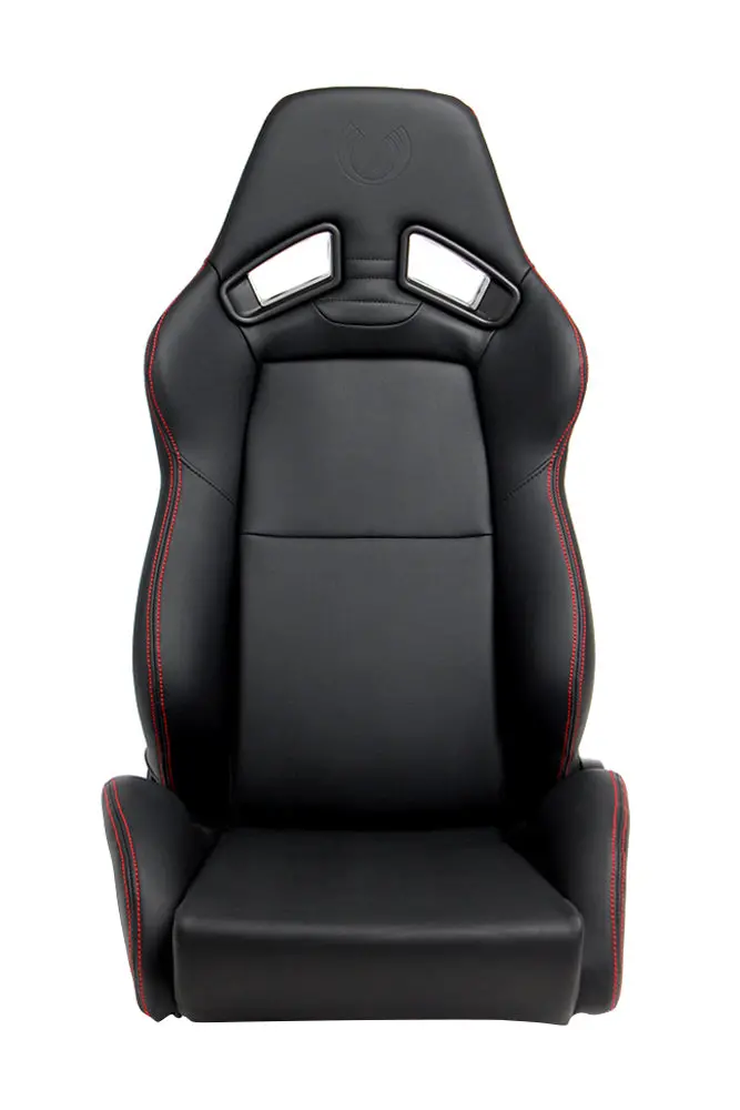Cpa2008 Cipher Ar-8 Revo Racing Seats All Black Leatherette W/ Red Outer Stitching - Pair (New!) 1