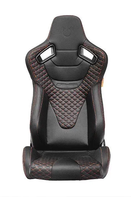 Cpa2009rs Ar-9 Revo Racing Seats Black Leatherette Carbon Fiber With Orange Diamond Stitching - Pair 1
