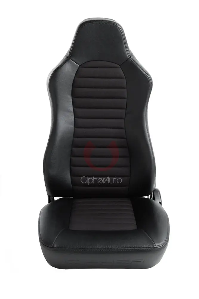 Cpa3001 All Black Leatherette W/ Fabric Insert Cipher Auto Universal Jeep Seats - Pair 1