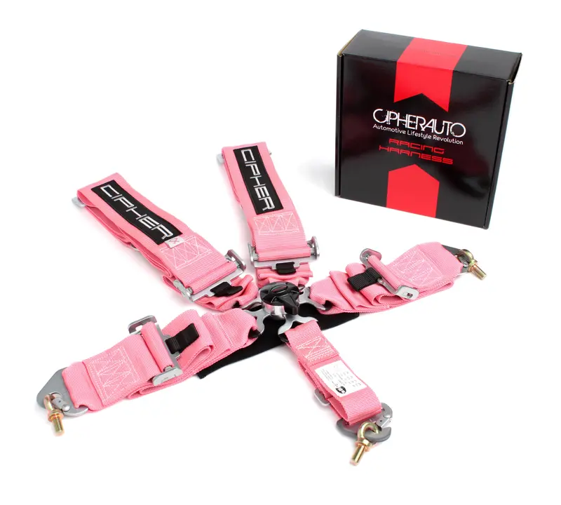 Cpa4005 Cipher Racing Pink Ribbon Edition 5 Point 3 Inches Camlock Quick Release Racing Harness W/ Snap Hook & Eye Bolts - Sfi 16.1 1